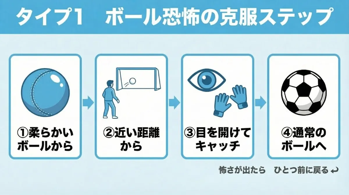 タイプ1ボール恐怖を克服する4つのステップ図解