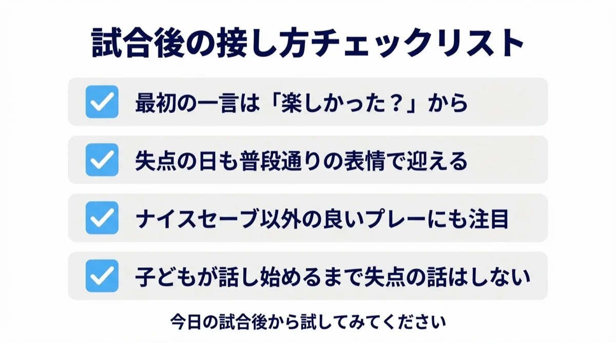 GK保護者 試合後の接し方チェックリスト