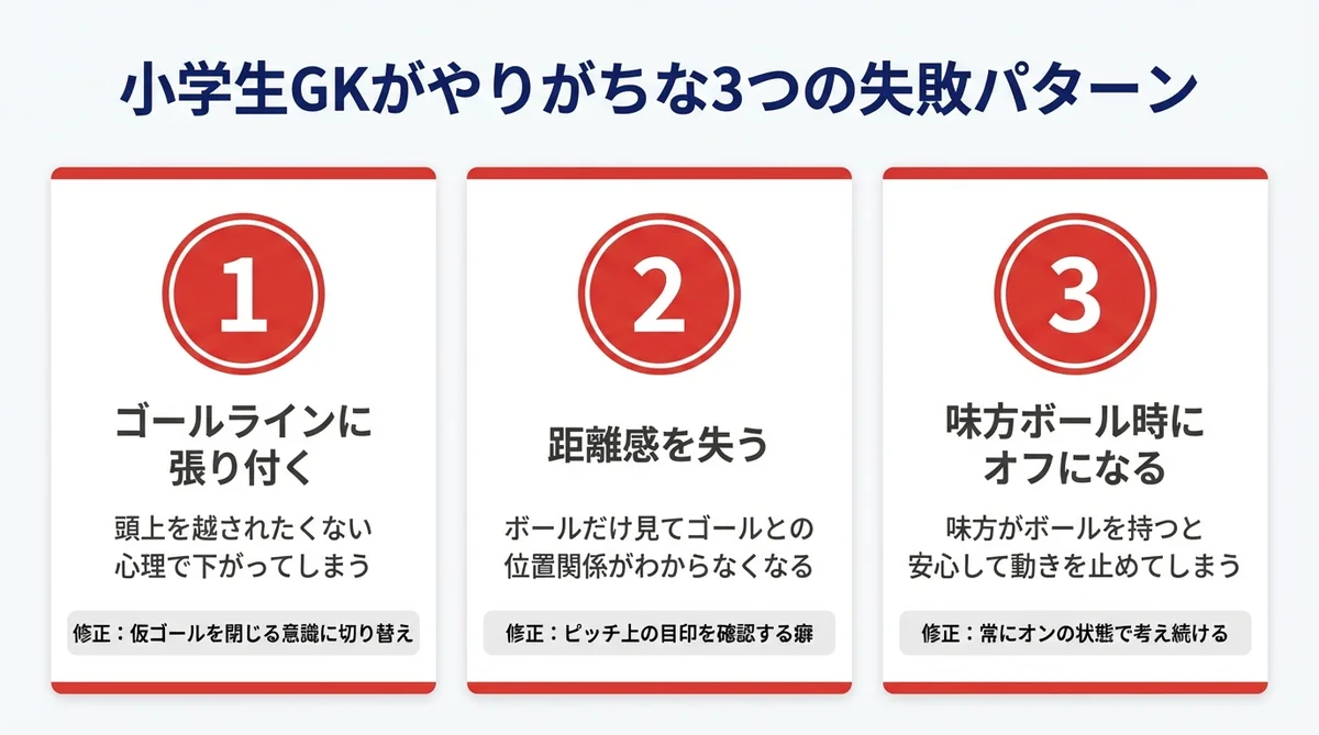 小学生GKがやりがちな3つの失敗パターン ゴールライン張り付き 距離感喪失 オフになる