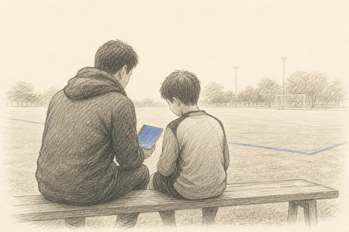 選考会後に親子で現在地と次の課題を振り返る場面